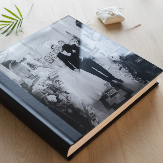 Picture of Eco Leather Lay Flat Photo Book, Glass Cover, Size S (8x6", 8x8")