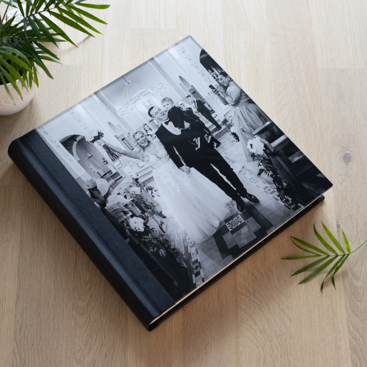 Picture of Leather Lay Flat Photo Book, Glass Cover, Size M (10x8", 12x8", 10x10", 12x12")