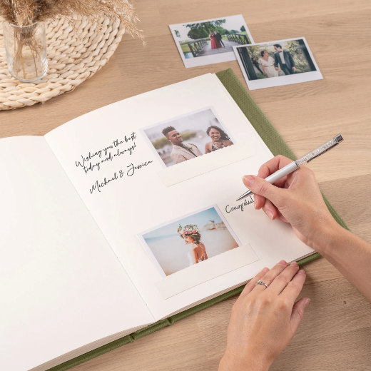 Picture of Linen Wedding Guest Book Vertical #150