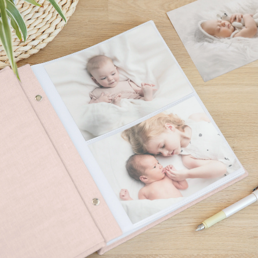 Picture of Linen Baby Slip In Photo Album for 40-400 5x7 Photos, #B107 