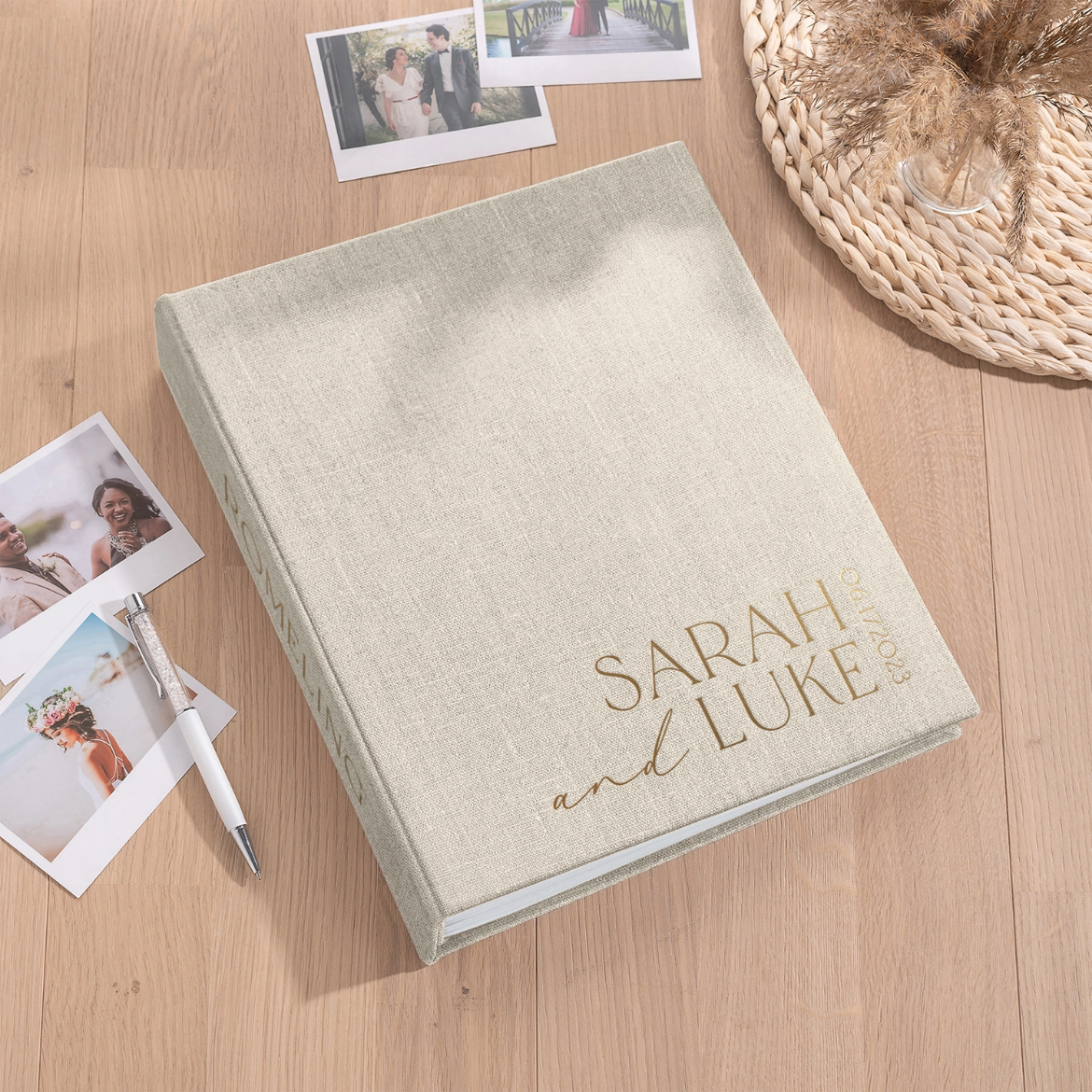 Picture of Linen Wedding Guest Book Vertical