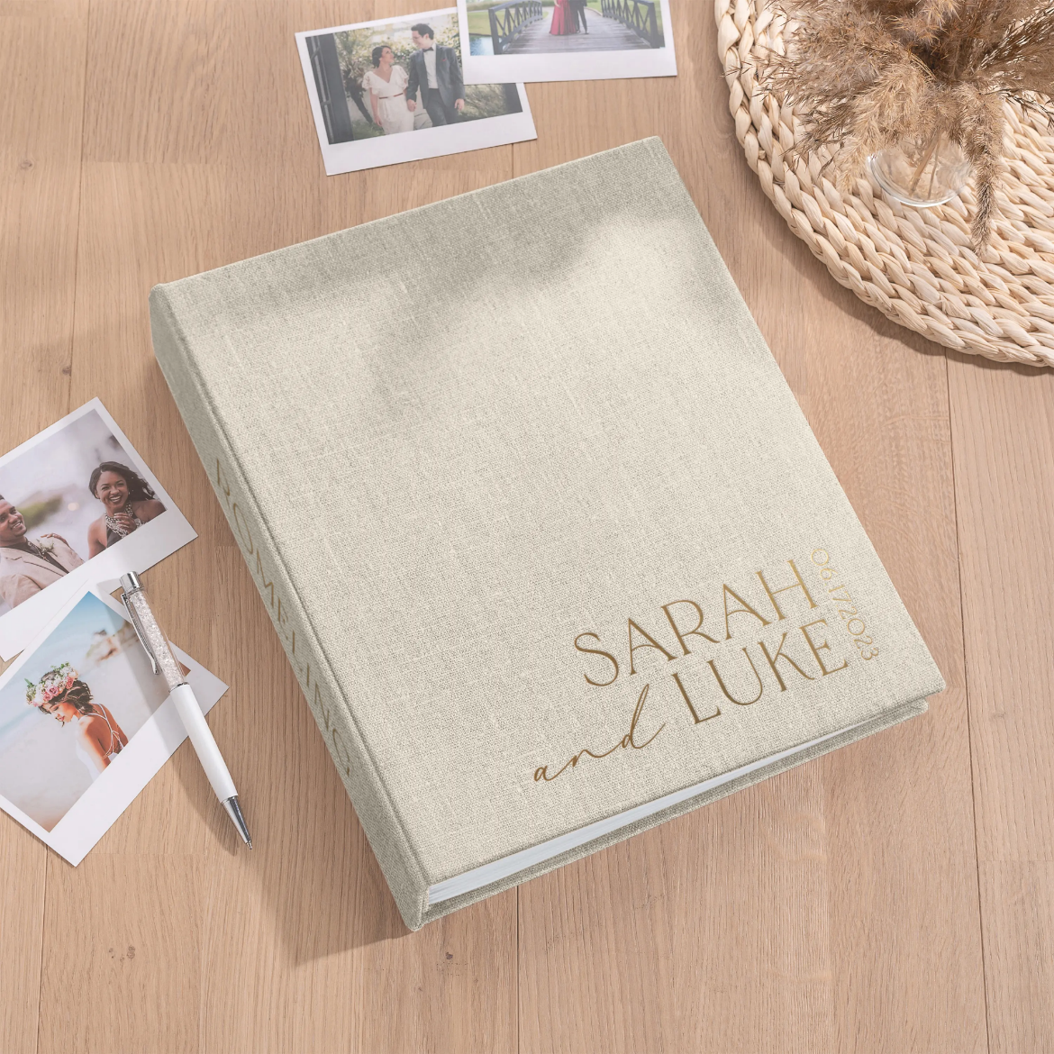 Picture of Linen Wedding Guest Book Vertical