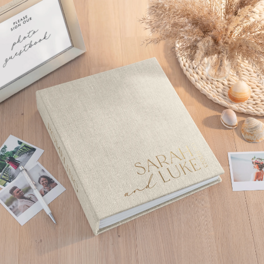 Picture of Linen Wedding Guest Book Vertical