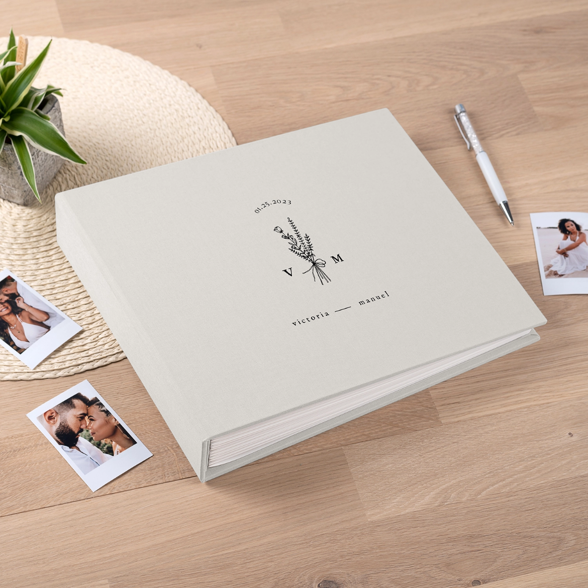 Picture of Linen Wedding Guest Book UV