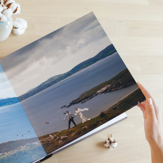 Picture of Eco Leather Lay Flat Photo Album, Glass Window, Size S (6x8", 8x6", 8x8")