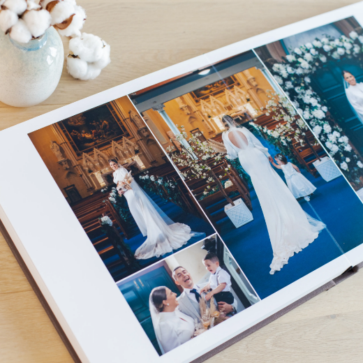 Picture of Eco Leather Lay Flat Photo Album, Glass Window, Size S (6x8", 8x6", 8x8")