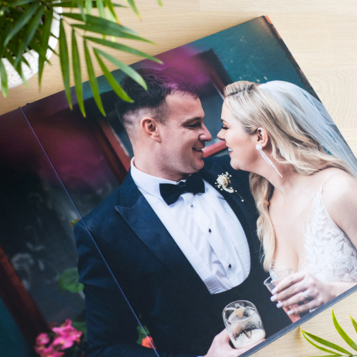 Picture of Eco Leather Lay Flat Photo Album, Glass Cover, Size S (8x6", 8x8")