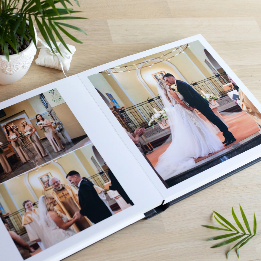 Picture of Leather Lay Flat Photo Album, Glass Cover, Size S (8x6", 8x8")