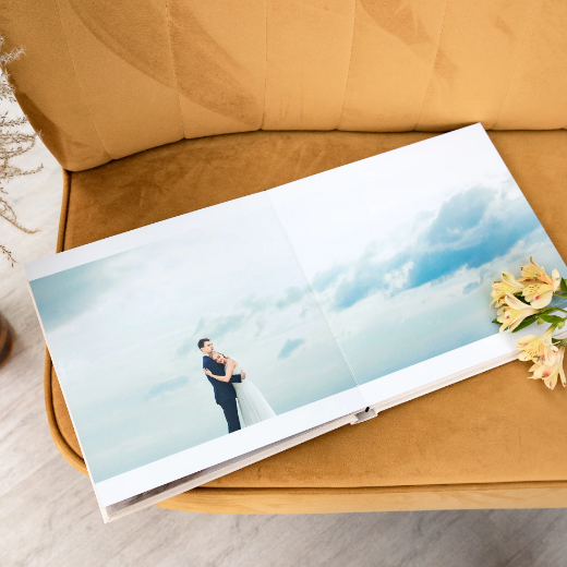 Picture of Eco Leather Lay Flat Photo Album, Photo Window, Size S (6x8", 8x6", 8x8")