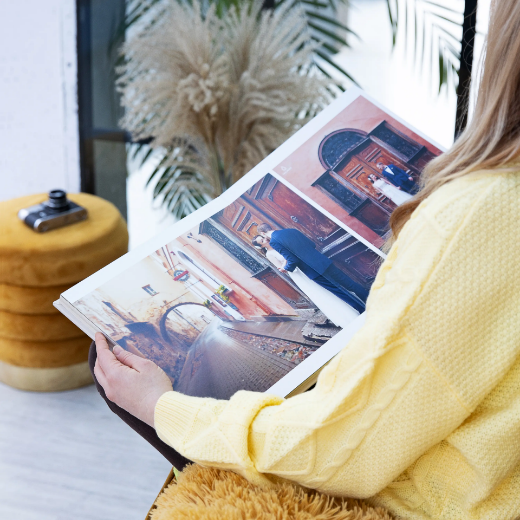 Picture of Eco Leather Lay Flat Photo Album, Photo Window, Size S (6x8", 8x6", 8x8")