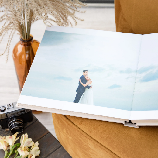 Picture of Eco Leather Lay Flat Photo Album, Photo Window, Size M (8x10", 8x12", 10x8", 12x8", 10x10", 12x12")
