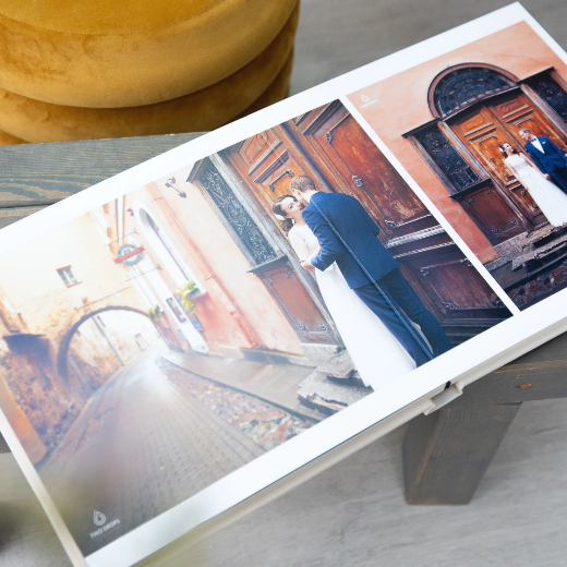 Picture of Eco Leather Lay Flat Photo Album, Photo Window, Size M (8x10", 8x12", 10x8", 12x8", 10x10", 12x12")