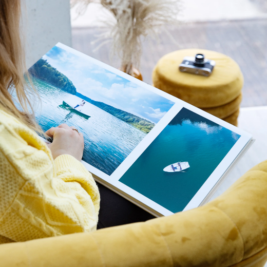 Picture of Eco Leather Lay Flat Photo Album, Photo Window, Size M (8x10", 8x12", 10x8", 12x8", 10x10", 12x12")