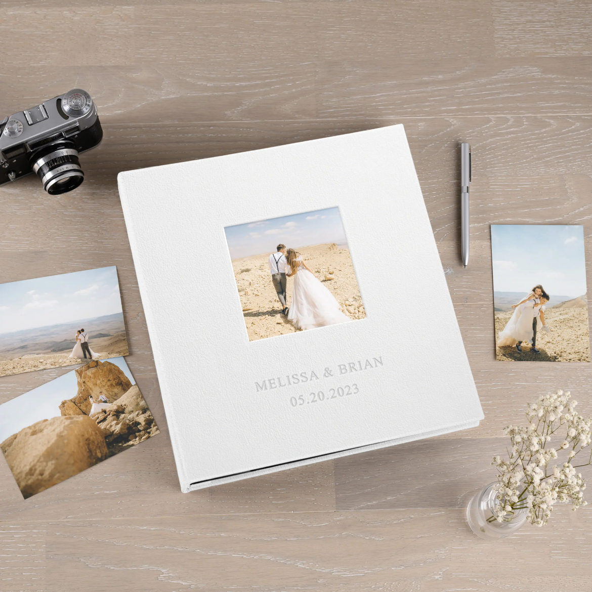 Picture of Eco Leather Lay Flat Photo Album, Photo Window, Size M (8x10", 8x12", 10x8", 12x8", 10x10", 12x12")