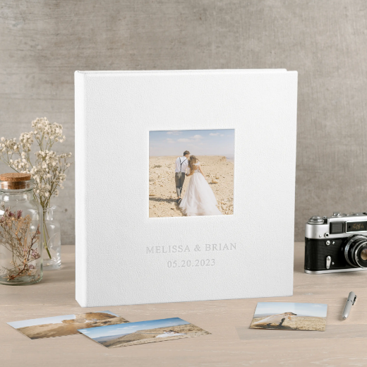 Picture of Eco Leather Lay Flat Photo Album, Photo Window, Size M (8x10", 8x12", 10x8", 12x8", 10x10", 12x12")