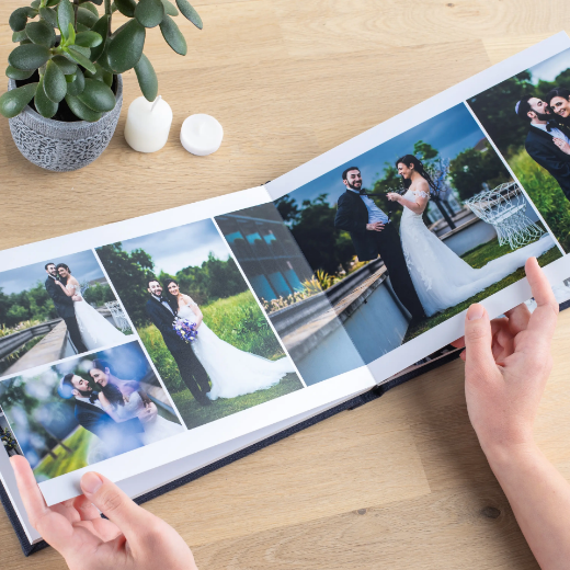 Picture of Linen Lay Flat Photo Album, Embossed, Size M (8x10", 8x12", 10x8", 12x8", 10x10", 12x12")