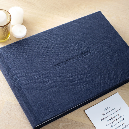 Picture of Linen Lay Flat Photo Album, Embossed, Size M (8x10", 8x12", 10x8", 12x8", 10x10", 12x12")