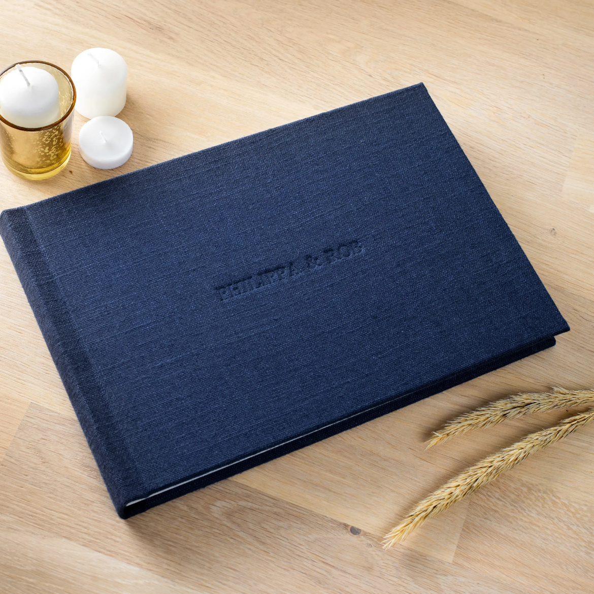 Picture of Linen Lay Flat Photo Album, Embossed, Size M (8x10", 8x12", 10x8", 12x8", 10x10", 12x12")