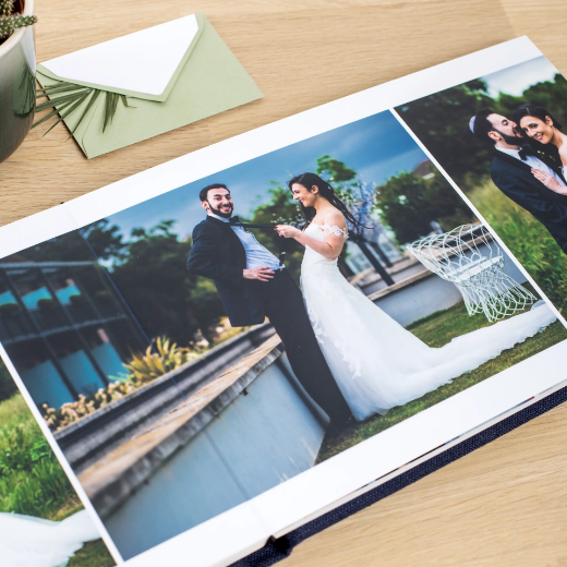 Picture of Linen Lay Flat Photo Album, Embossed, Size M (8x10", 8x12", 10x8", 12x8", 10x10", 12x12")