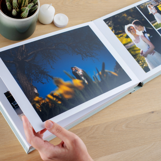 Picture of Fabric Lay Flat Photo Album, Embossed, Size L (15x10", 16x12", 18x12")