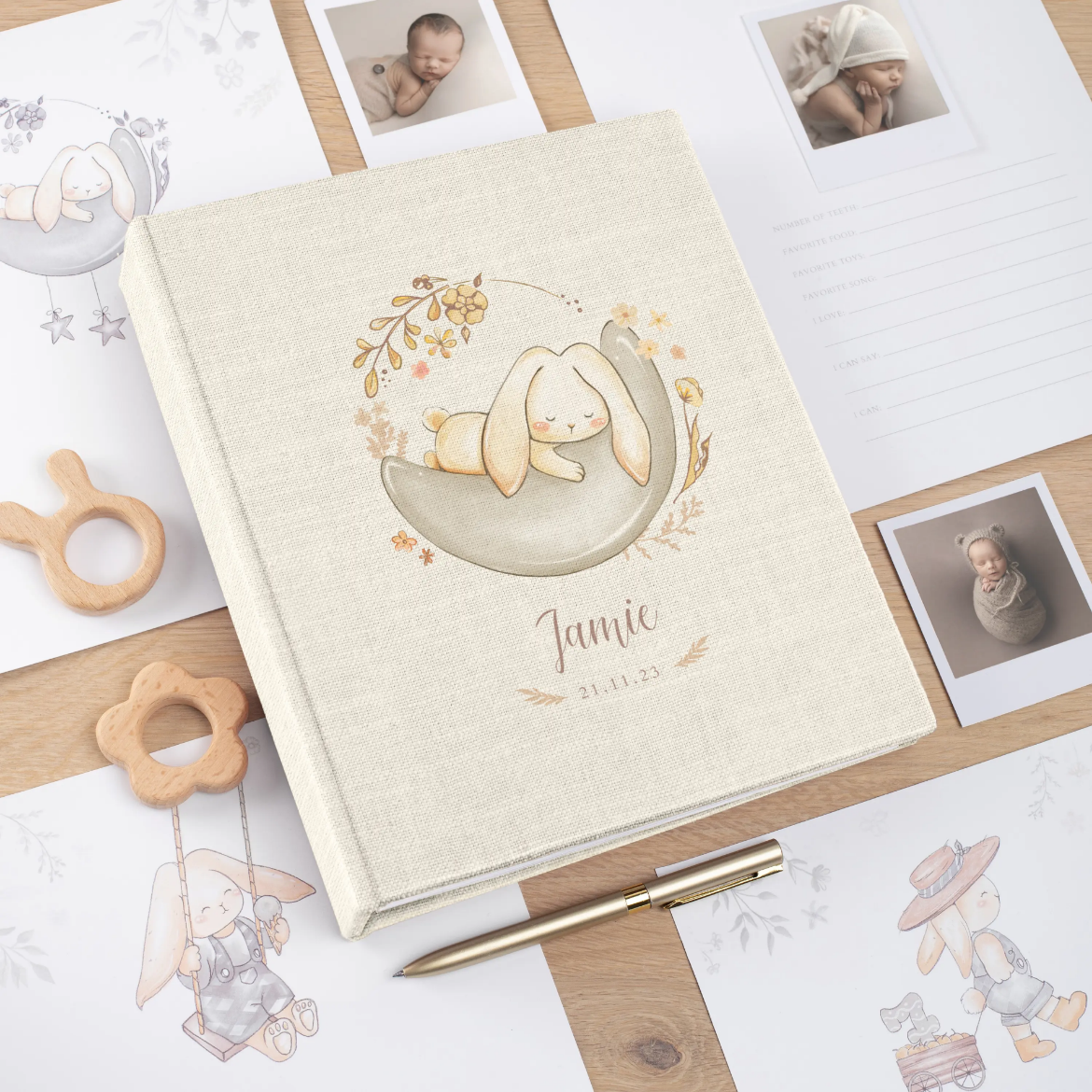 Picture of Linen Baby Photo Book, Limited Bunny Edition #B15UV