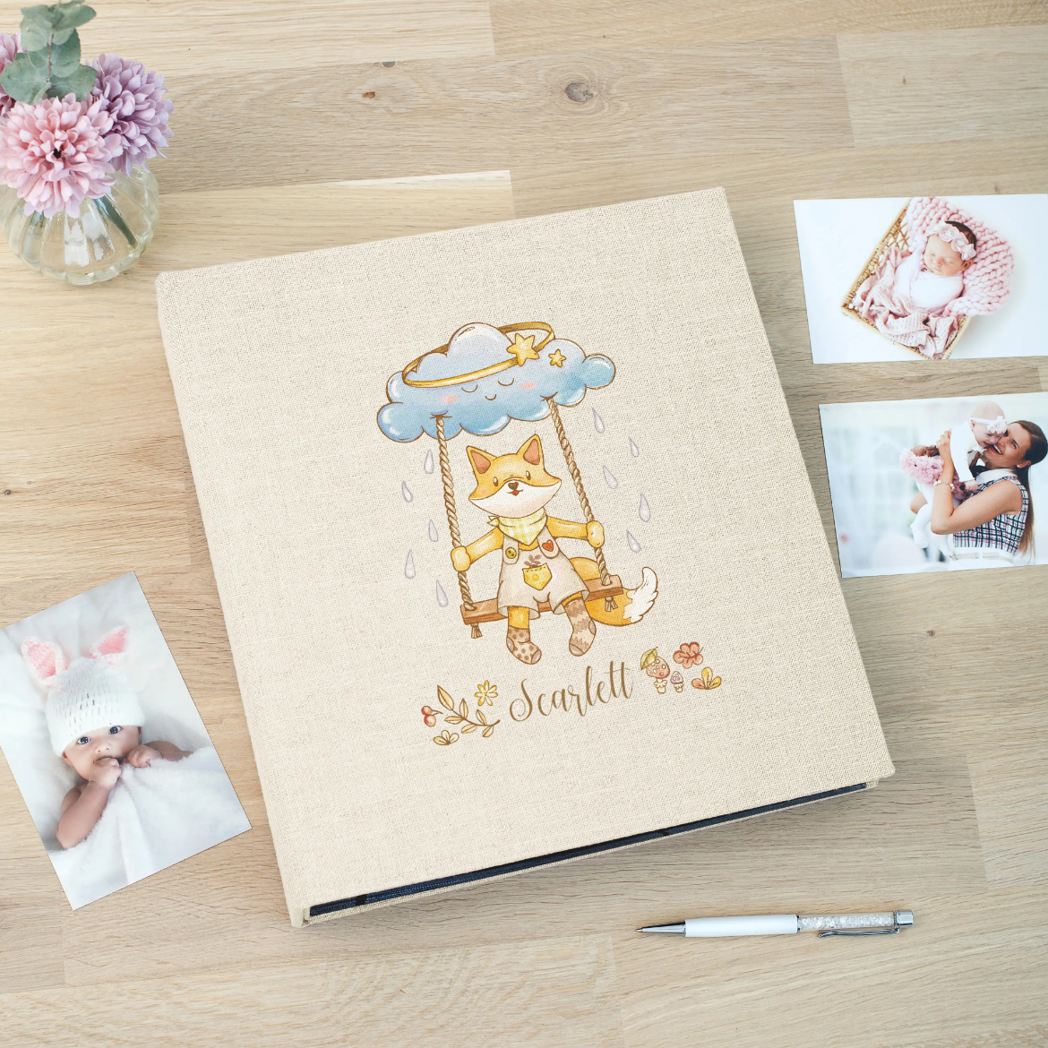 Picture of Linen Slip In Baby Photo Album for 100-1000 4x6 Photos