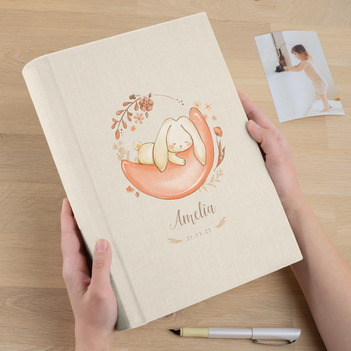 Picture of Linen Baby Slip In Photo Album for 300 4x6 Photos