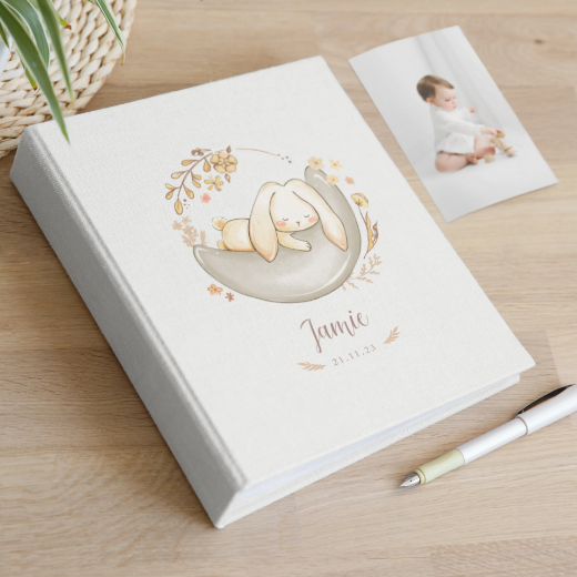 Picture of Linen Baby Slip In Photo Album for 40-400 5x7 Photos