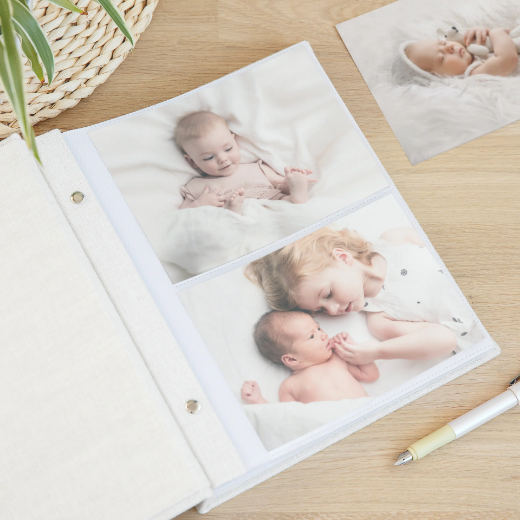 Picture of Linen Baby Slip In Photo Album for 40-400 5x7 Photos