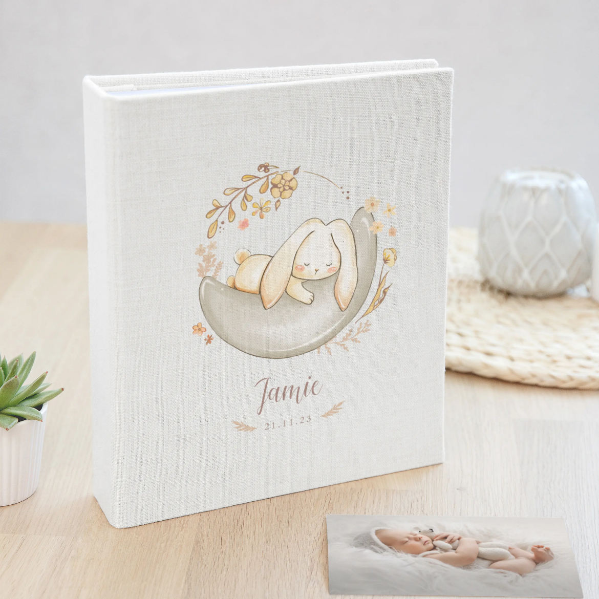 Picture of Linen Baby Slip In Photo Album for 40-400 5x7 Photos