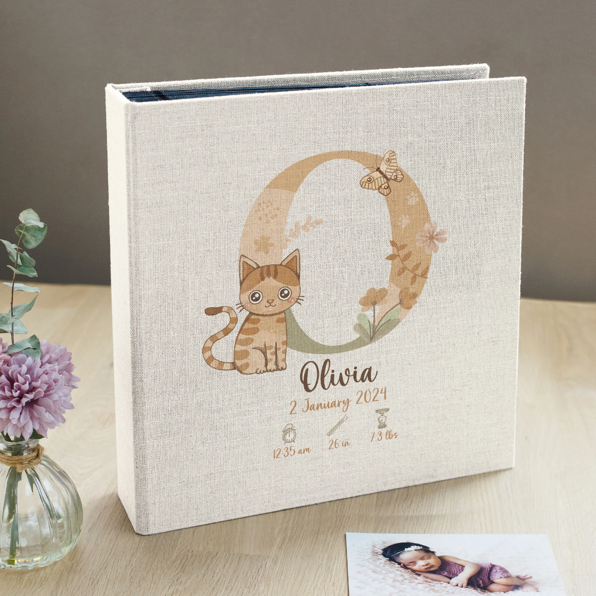 Picture of Linen Slip In Baby Photo Album for 100-1000 4x6 Photos