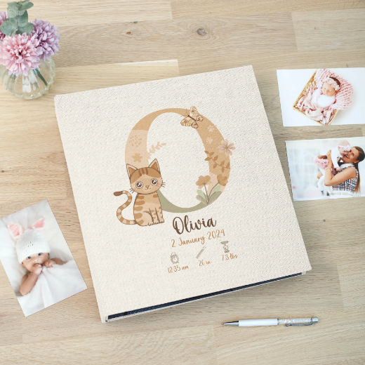 Picture of Linen Slip In Baby Photo Album for 100-1000 4x6 Photos