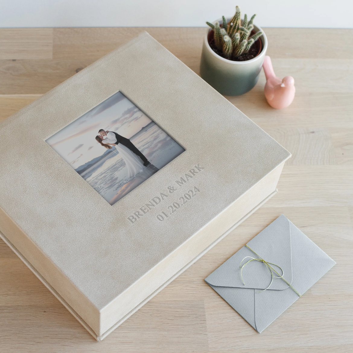 Picture of Eco Leather Wedding Keepsake Box, Photo Window