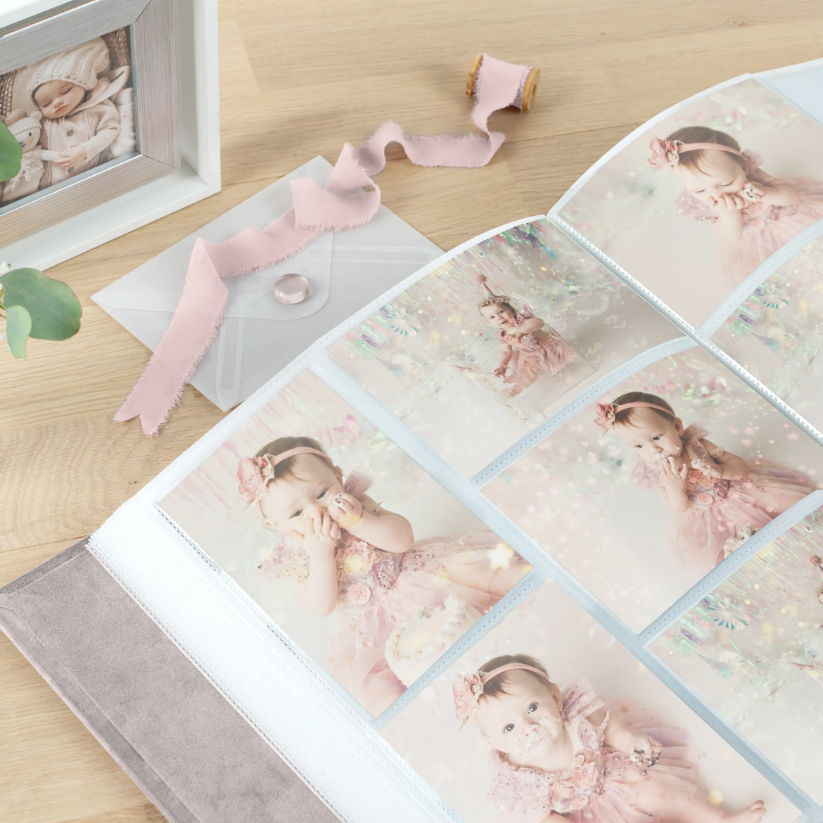 Picture of Velvet Slip In Baby Photo Album for 100-1000 4x6 Photos, Photo Window