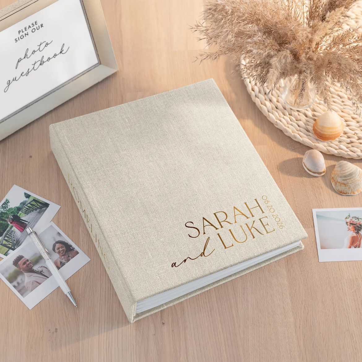 Picture of Linen Wedding Guest Book Vertical
