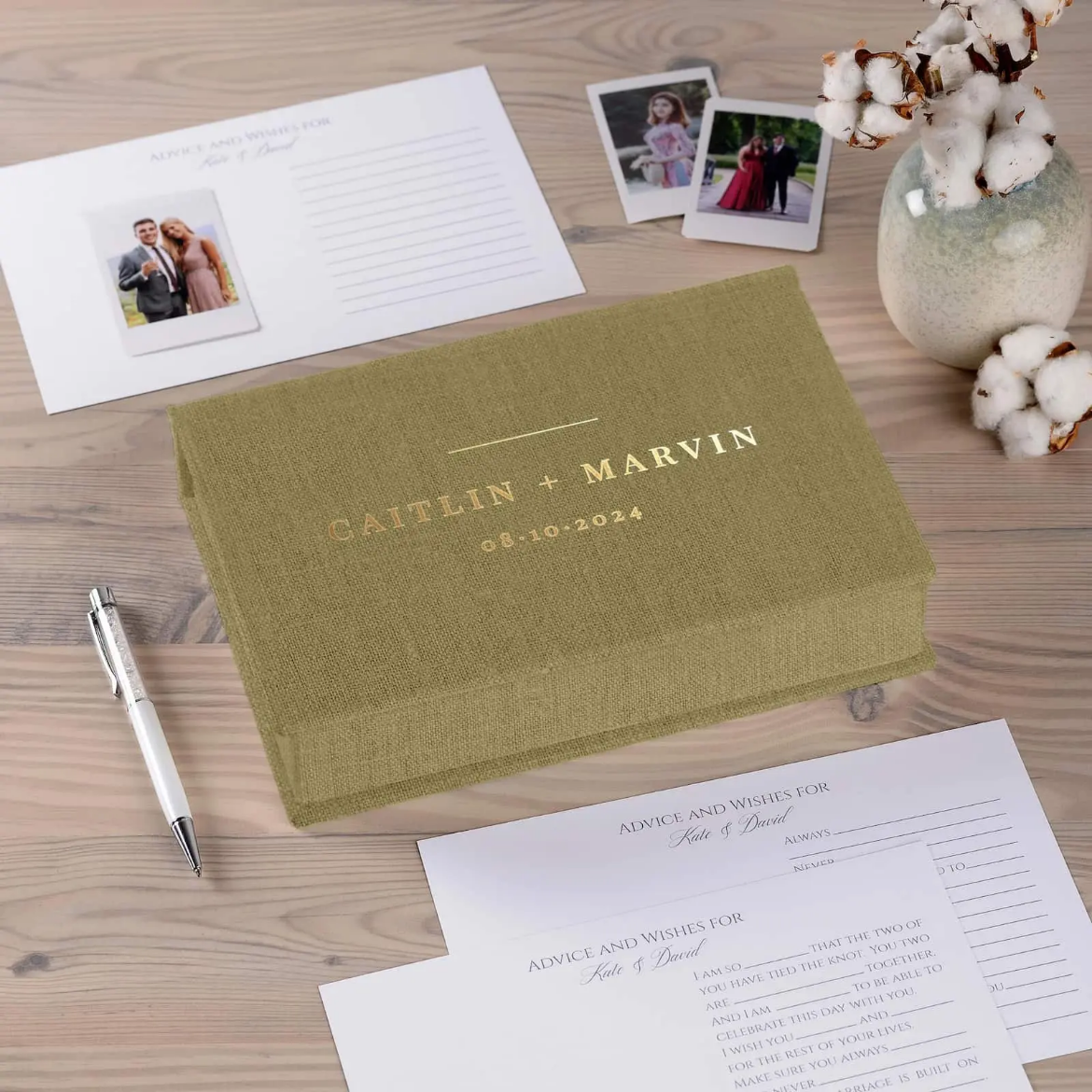 Picture of Linen Box + Wedding Advice Cards, Design W179