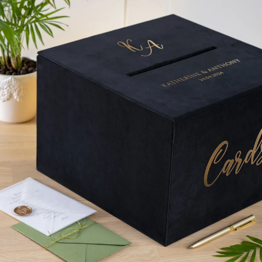 Picture of Velvet Wedding Card Box With Slot, Design W197