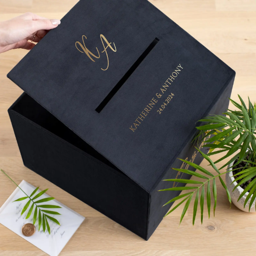 Picture of Velvet Wedding Card Box With Slot, Design W197