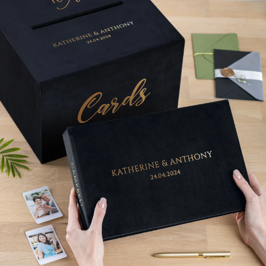 Picture of Velvet Wedding Card Box With Slot, Design W197