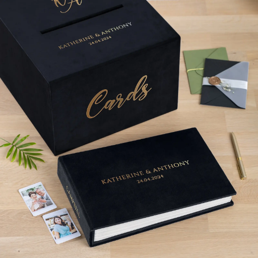 Picture of Velvet Wedding Card Box With Slot, Design W197