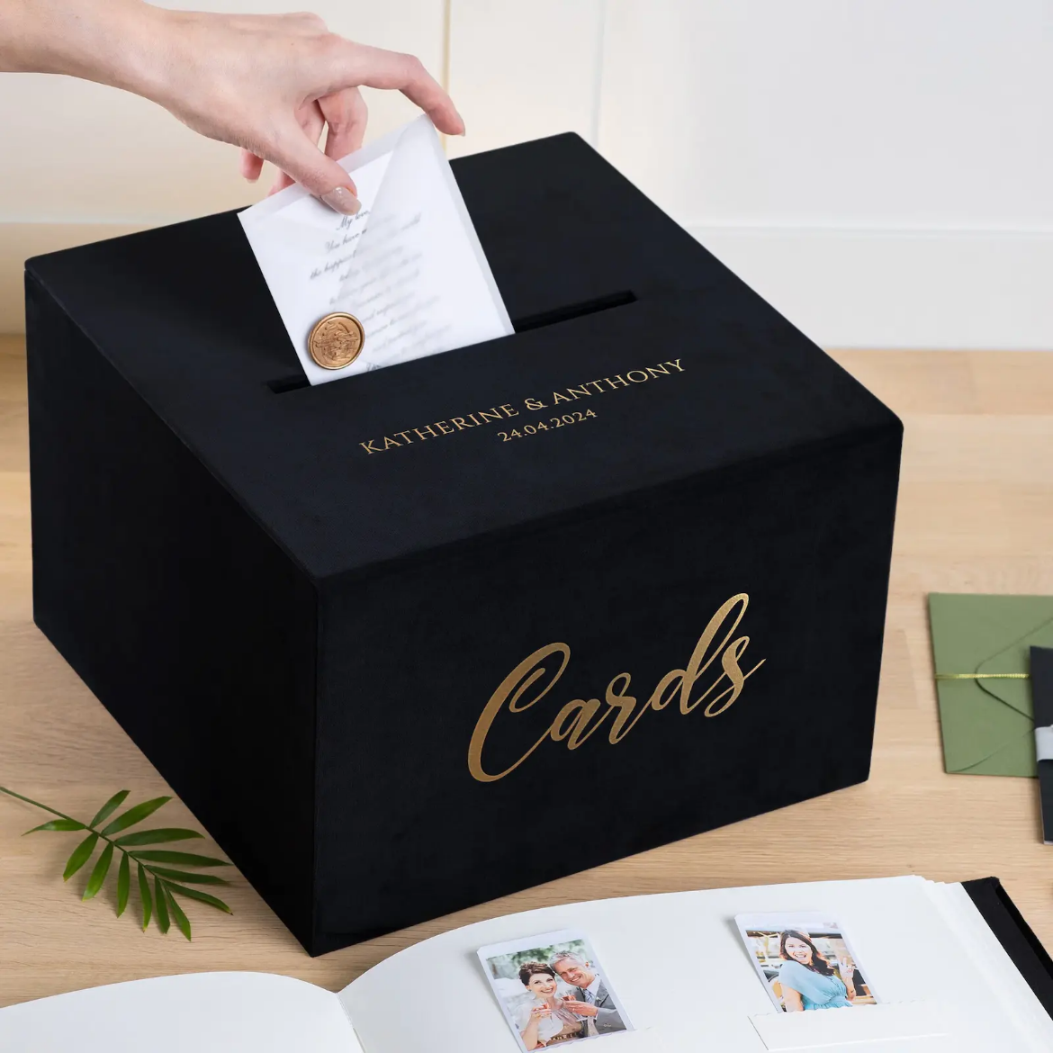 Picture of Velvet Wedding Card Box With Slot, Design W197