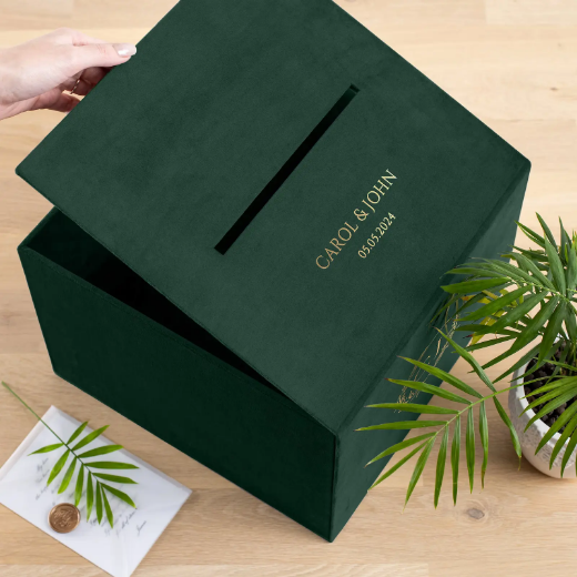 Picture of Velvet Wedding Card Box With Slot, Design W198