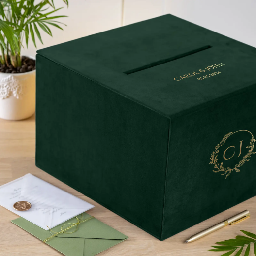 Picture of Velvet Wedding Card Box With Slot, Design W198