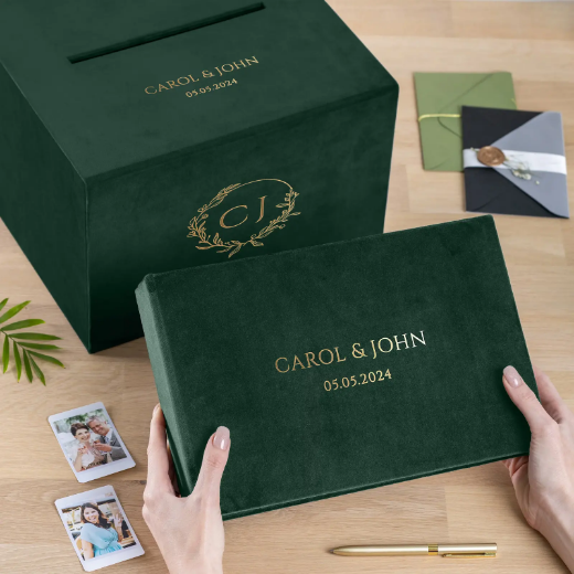 Picture of Velvet Wedding Card Box With Slot, Design W198