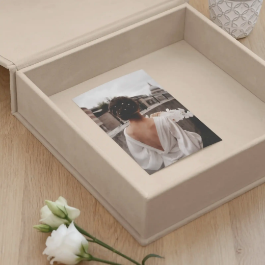 Picture of Velvet Wedding Keepsake Box, Photo Window, Magnet Closure, Design W231