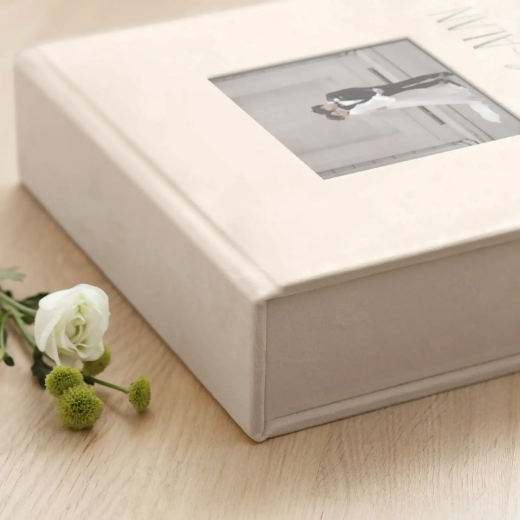 Picture of Velvet Wedding Keepsake Box, Photo Window, Magnet Closure, Design W231