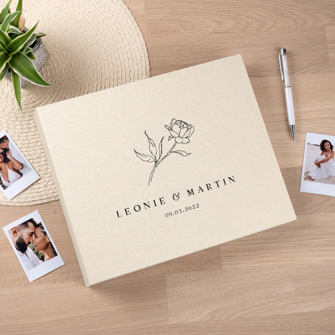 Picture of Linen Wedding Guest Book UV W35