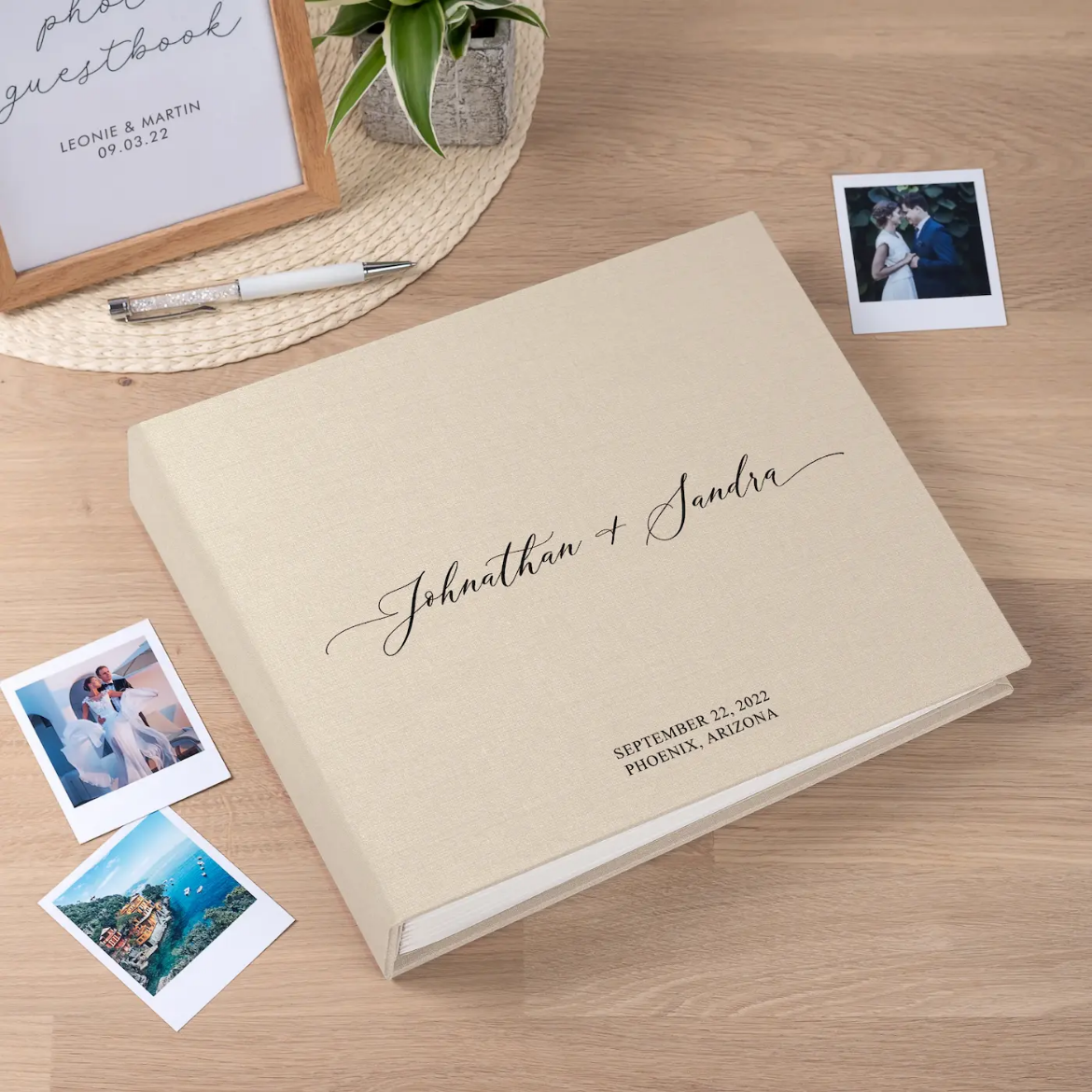 Picture of Linen Wedding Guest Book UV W13