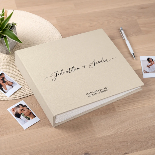 Picture of Linen Wedding Guest Book UV W13