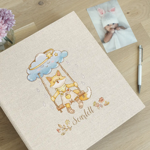 Picture of Linen Slip In Baby Photo Album for 100-1000 4x6 Photos